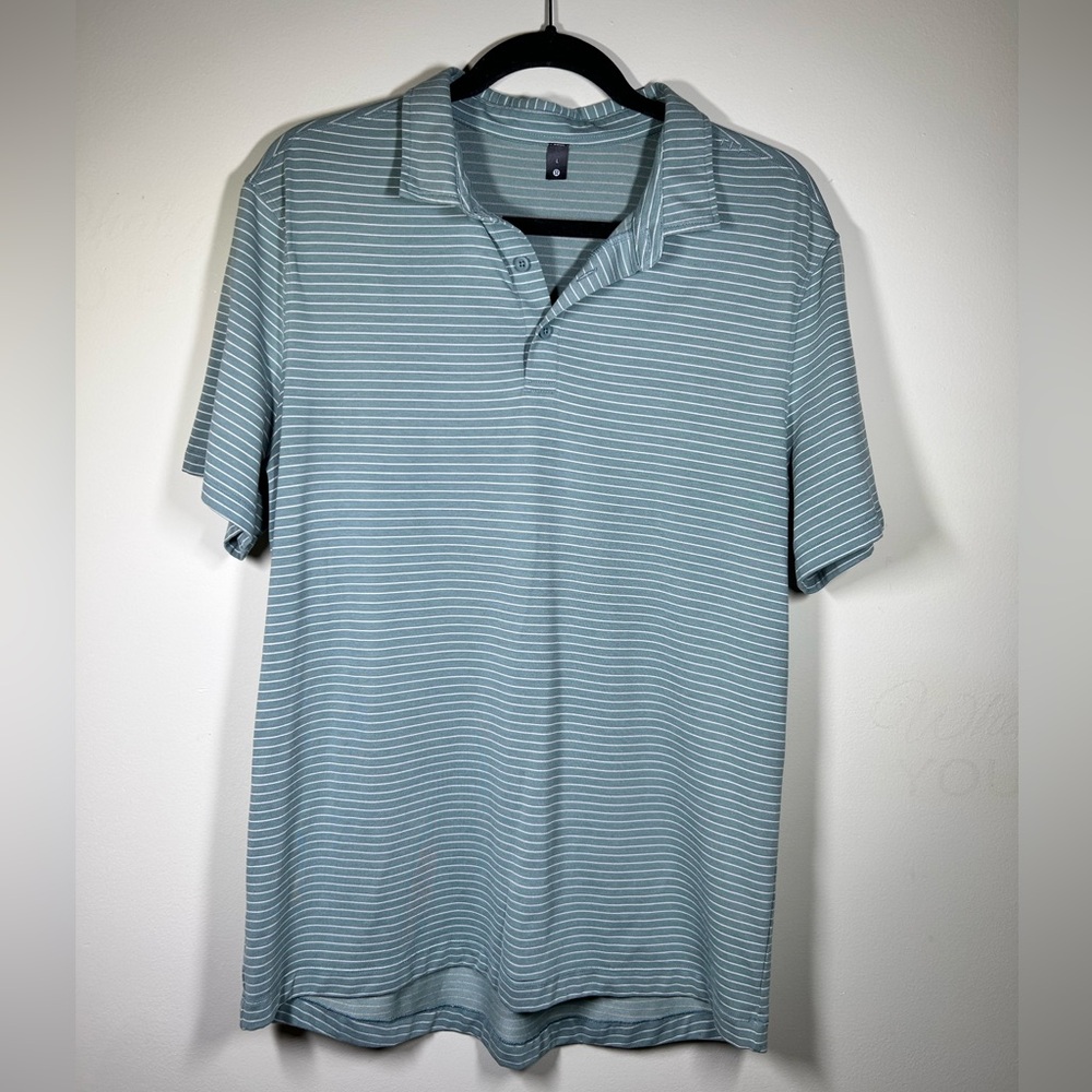 Lululemon Polo Shirt Green Sage Evolution Performance Stretch Golf Casual Size L